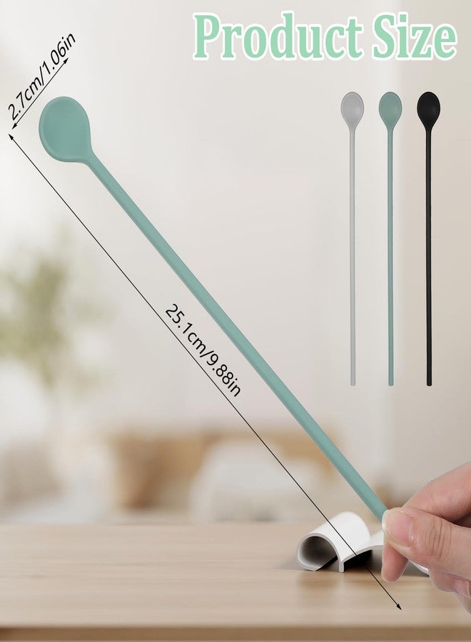 Shimmeroo 3Pcs Silicone Long Spoons for Stirring,Drink Stirrer Coffee Stir Spoons Long Stirring Silicone Spoon Reusable Cocktail Coffee Stirrers for Home Bar 9.9" - Image 2